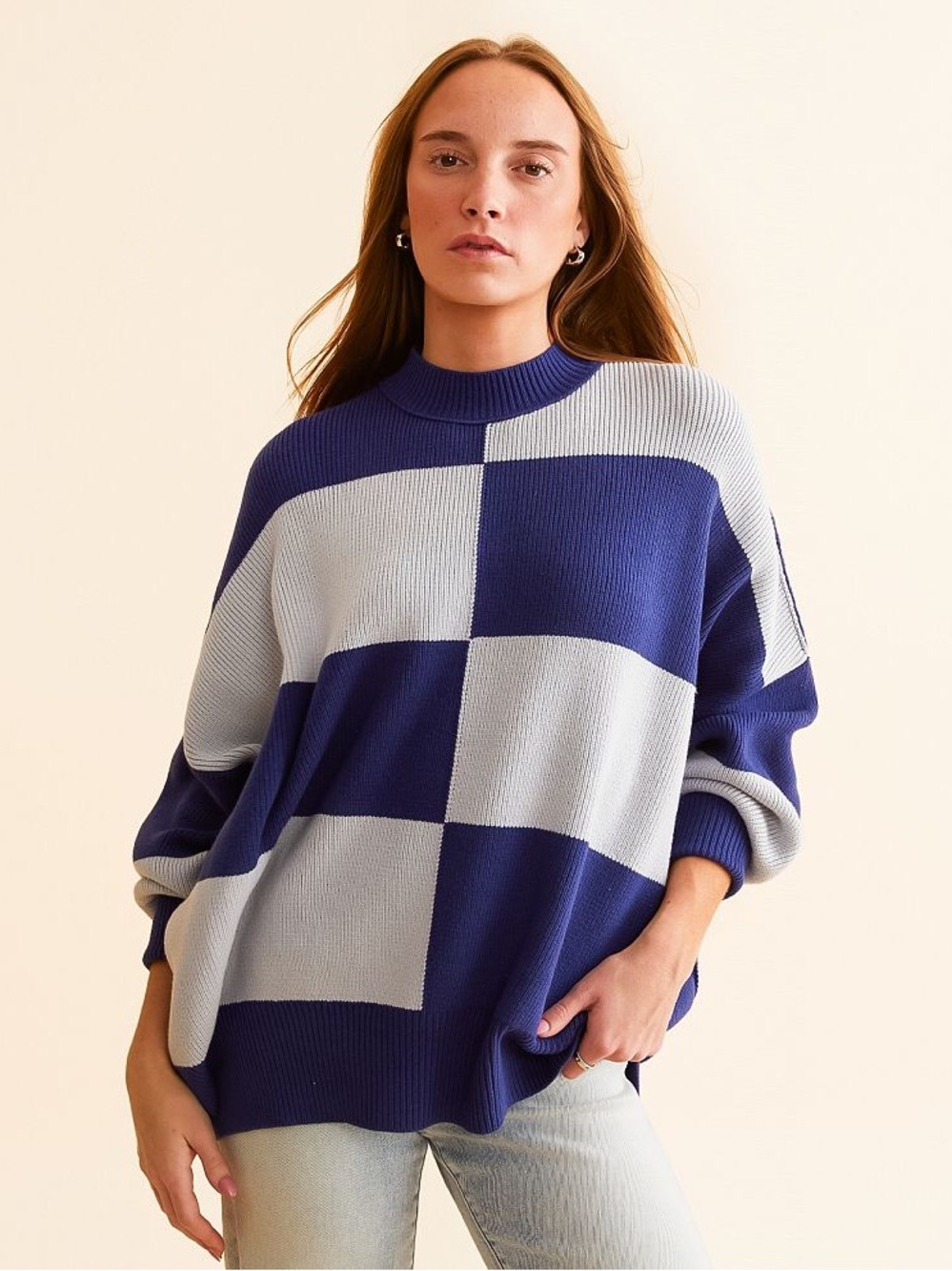 Free People Checker Easy Street Tunic Sweater